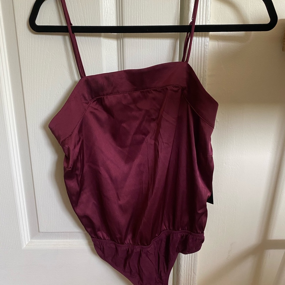 Maroon silk bodysuit
